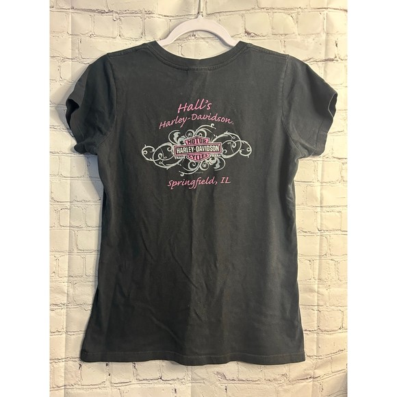 Women's Harley Davidson V Neck W/ Rhinestone Accents. SZ S. - Picture 2 of 3